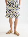 Topstitched Printed Cotton Relaxedfit Bermuda Shorts