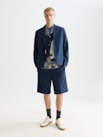 Seersucker Wide Bermuda Shorts