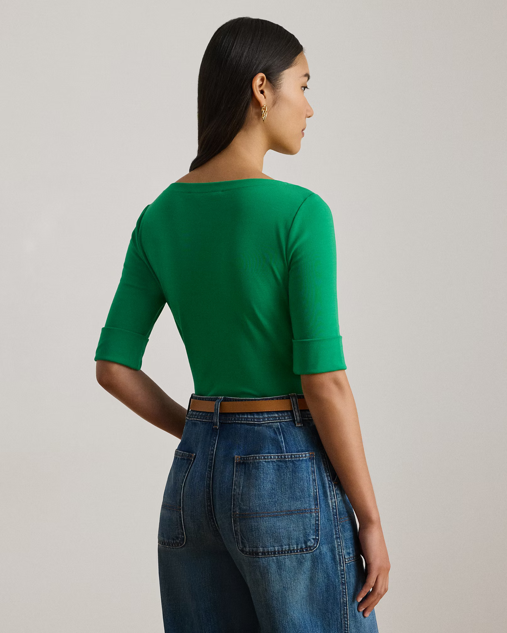 LAUREN RALPH LAUREN - Stretch Cotton Boatneck T-Shirt