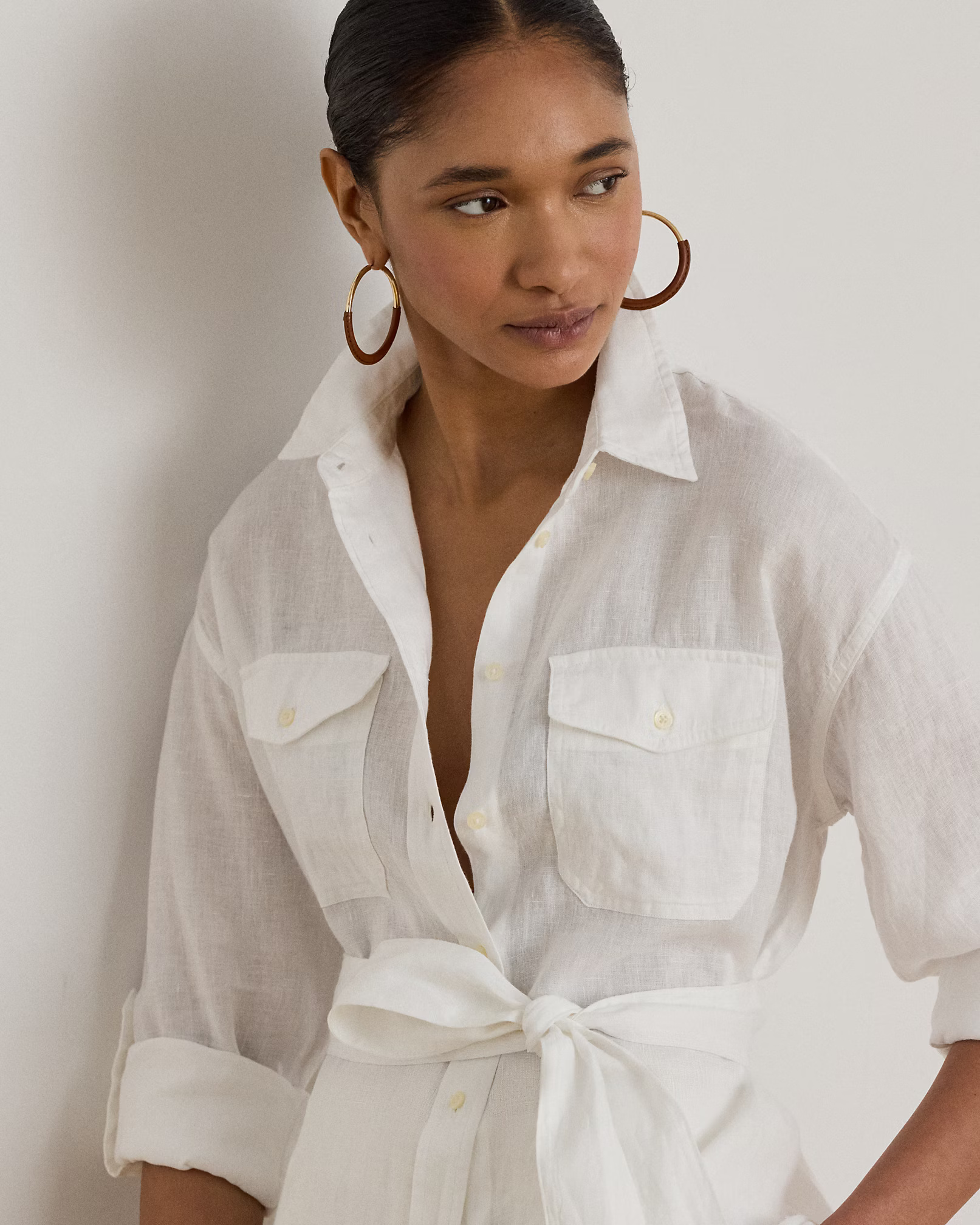 LAUREN RALPH LAUREN - Relaxed Fit Belted Linen Shirt