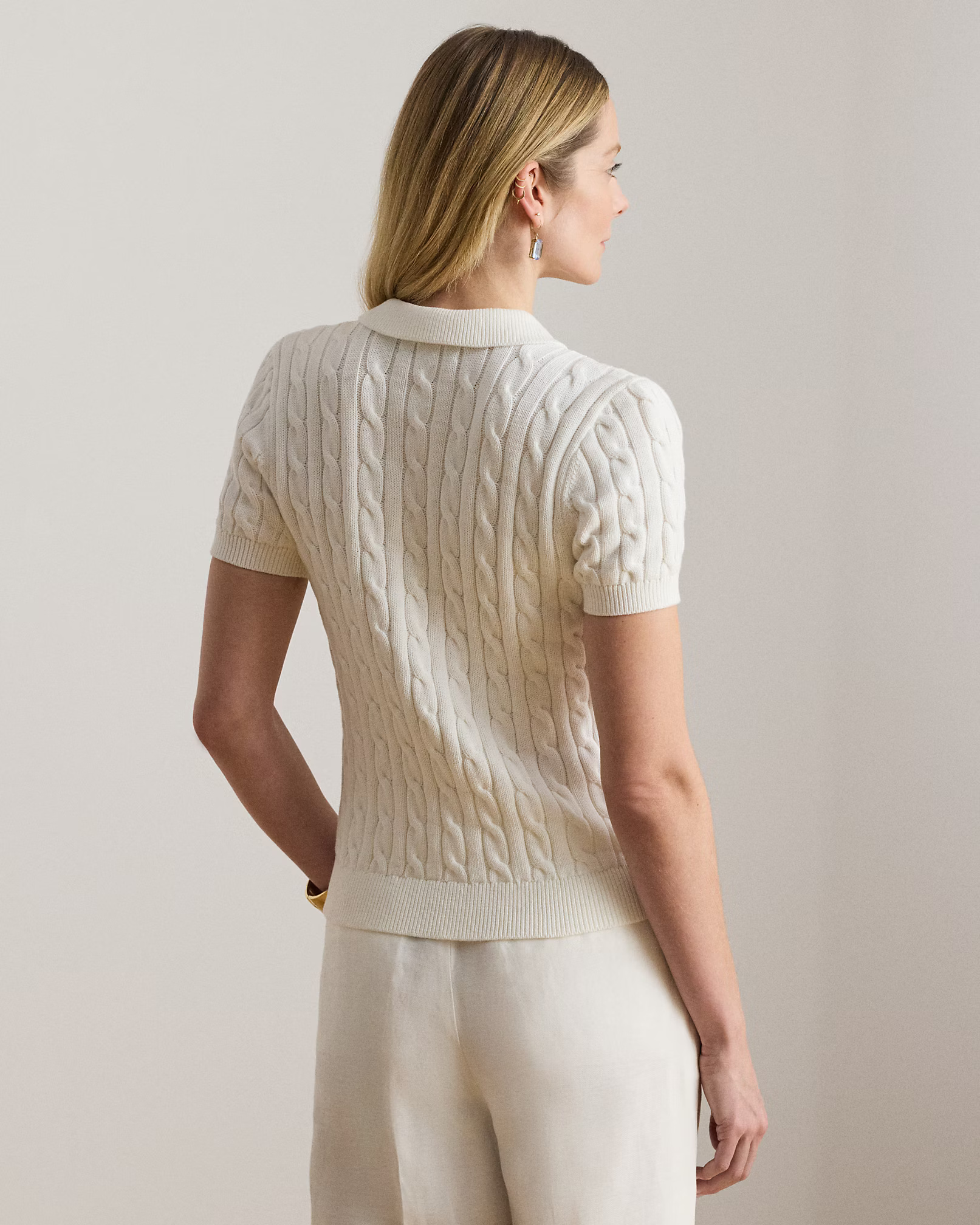 LAUREN RALPH LAUREN - Cable-Knit Cotton Polo Shirt