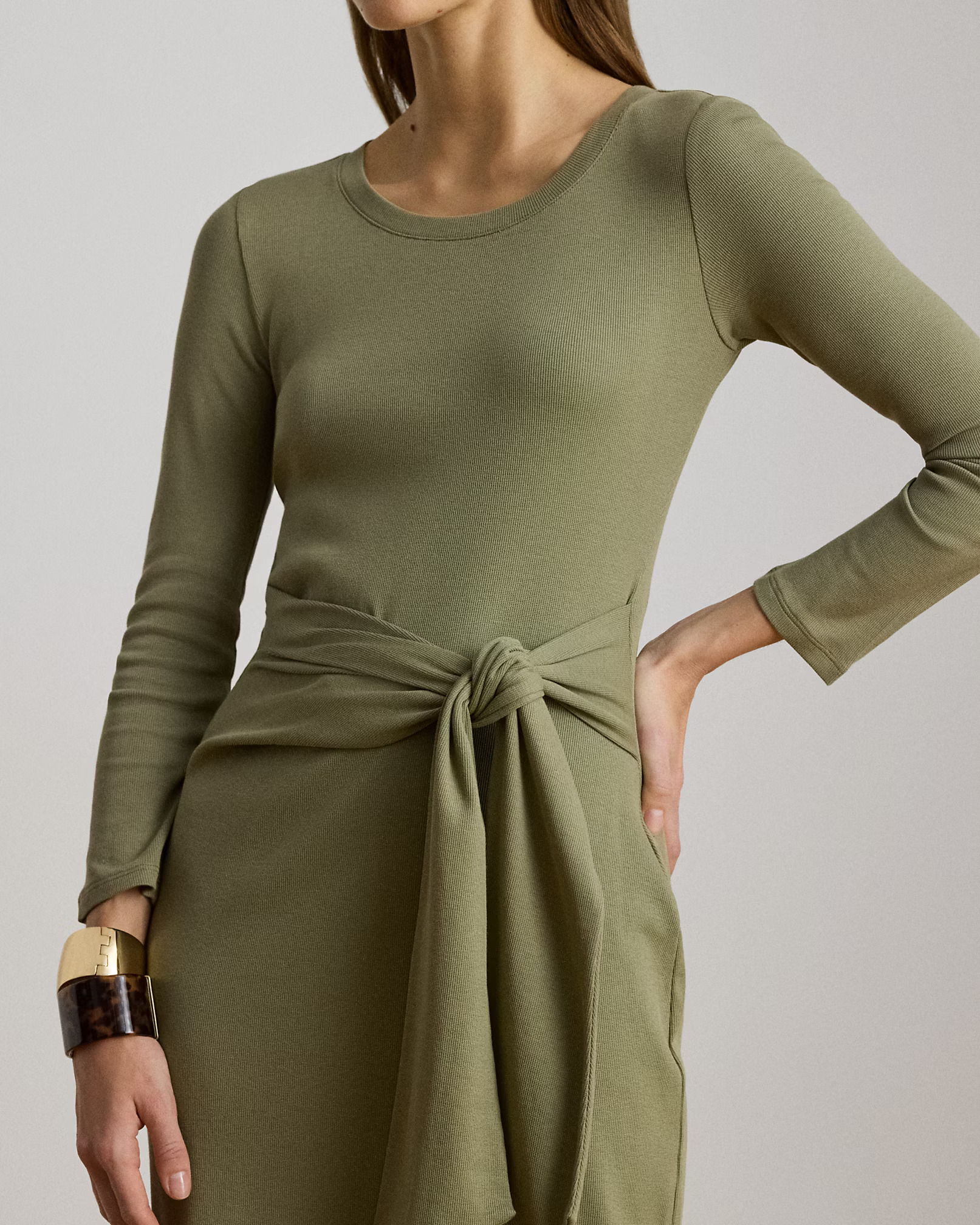 LAUREN RALPH LAUREN - Tie-Front Rib Dress