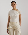 Twist-Neck Cotton Jersey T-Shirt