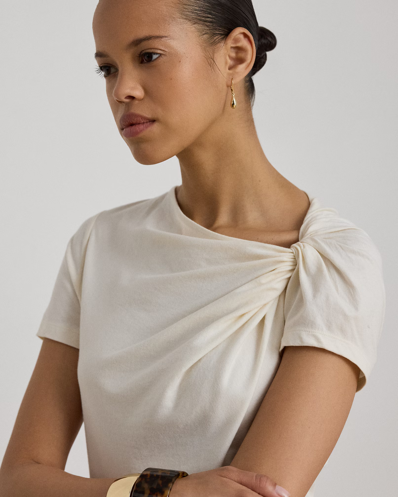 LAUREN RALPH LAUREN - Twist-Neck Cotton Jersey T-Shirt