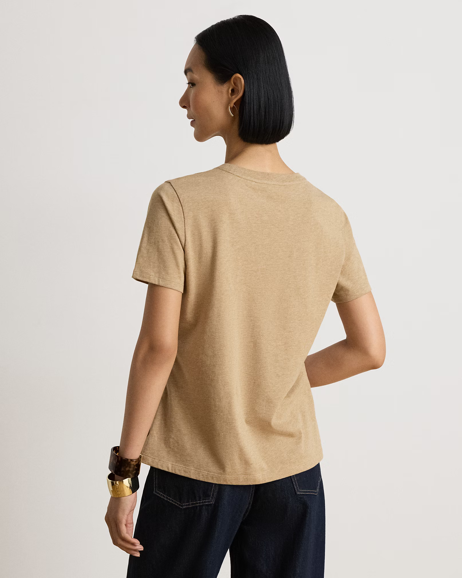 LAUREN RALPH LAUREN - Embroidered-Logo Heathered Jersey Tee