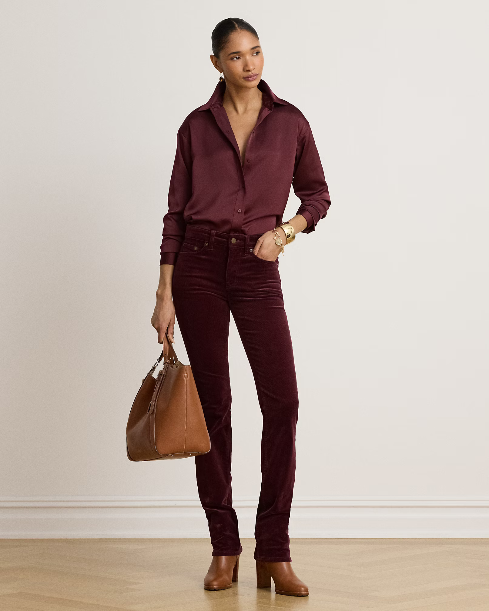LAUREN RALPH LAUREN - Relaxed Fit Satin Charmeuse Shirt