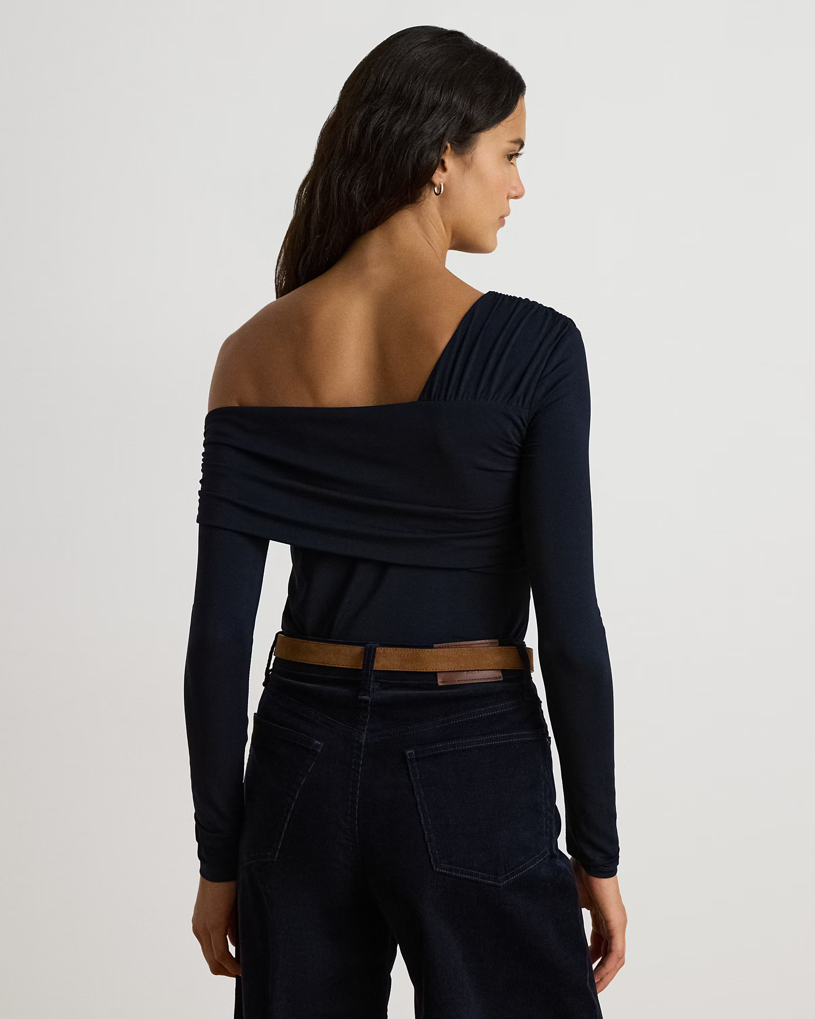 LAUREN RALPH LAUREN - Jersey Asymmetrical One-Shoulder Top