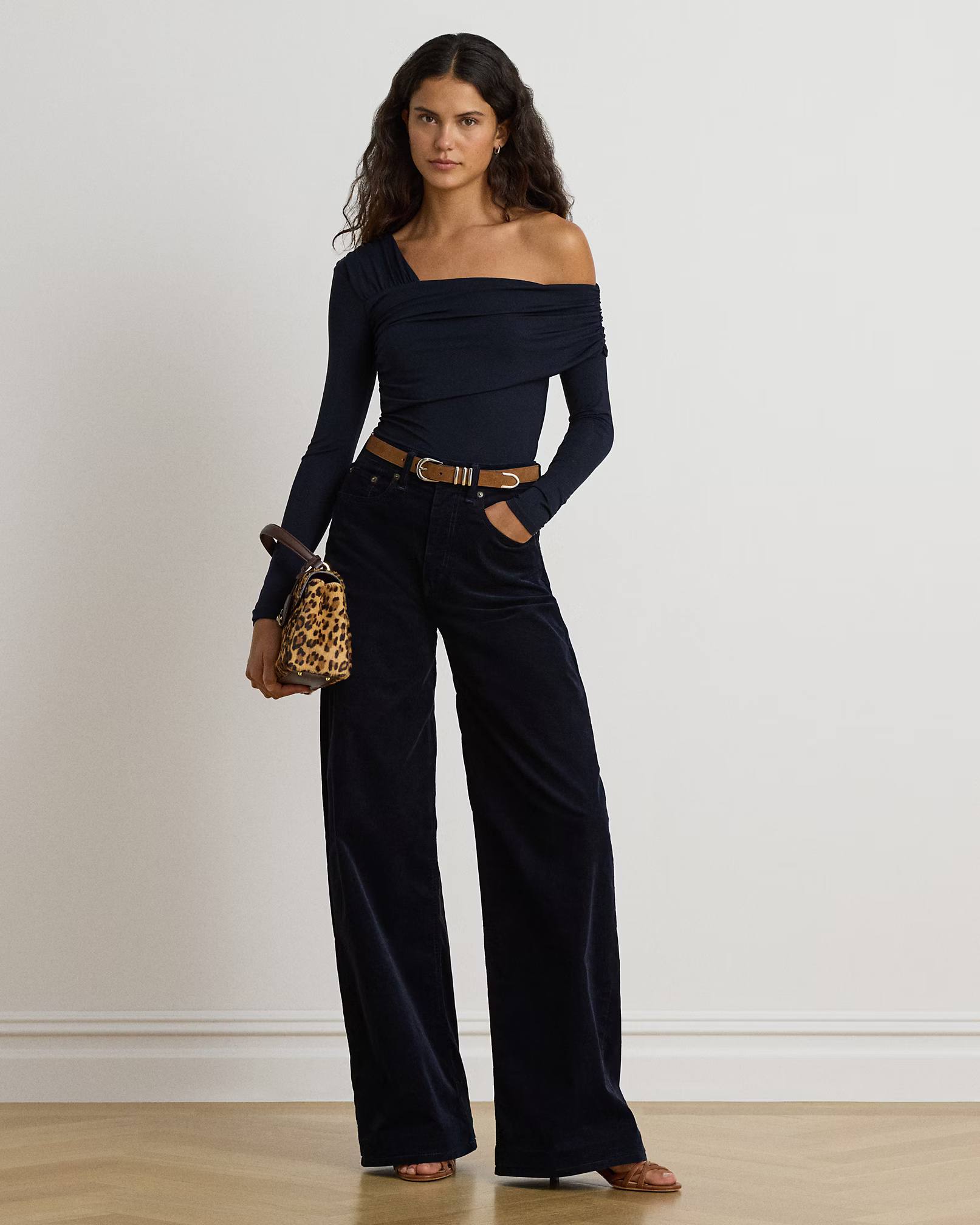 LAUREN RALPH LAUREN - Jersey Asymmetrical One-Shoulder Top
