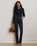 Rib-Knit Long-Sleeve Polo Jumper