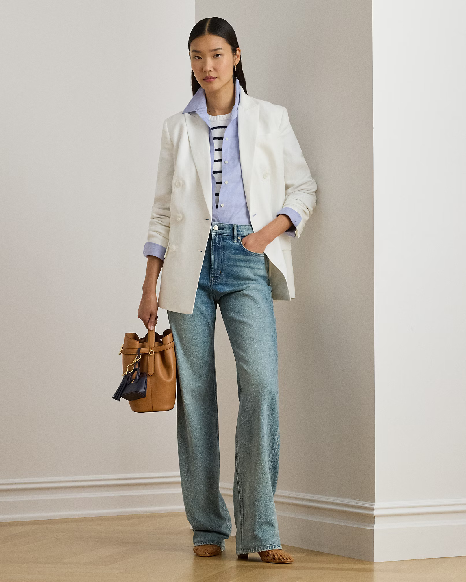 LAUREN RALPH LAUREN - Double-Breasted Linen-Blend Twill Blazer