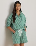 Striped Cotton Broadcloth Cropped Shirt