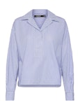Striped Cotton Broadcloth Cropped Shirt