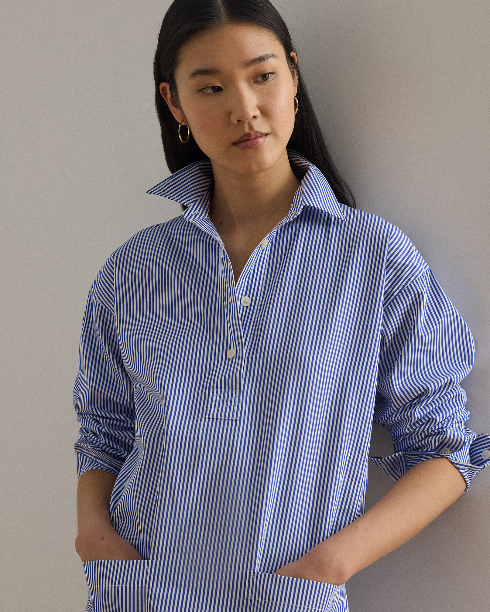 LAUREN RALPH LAUREN - Striped Cotton Broadcloth Shirtdress