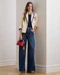 Two-Tone Double-Breasted Pique Blazer