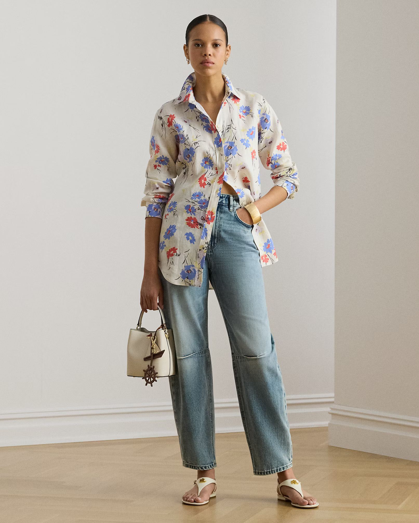 LAUREN RALPH LAUREN - Relaxed Fit Floral Linen Shirt