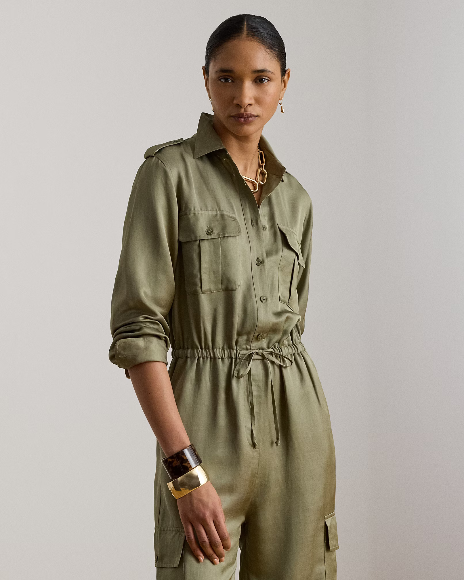 LAUREN RALPH LAUREN - Shantung Cargo Jumpsuit