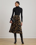 Belting Print Pleated Crepe Skirt