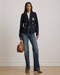 Double-Breasted Stretch Pique Blazer