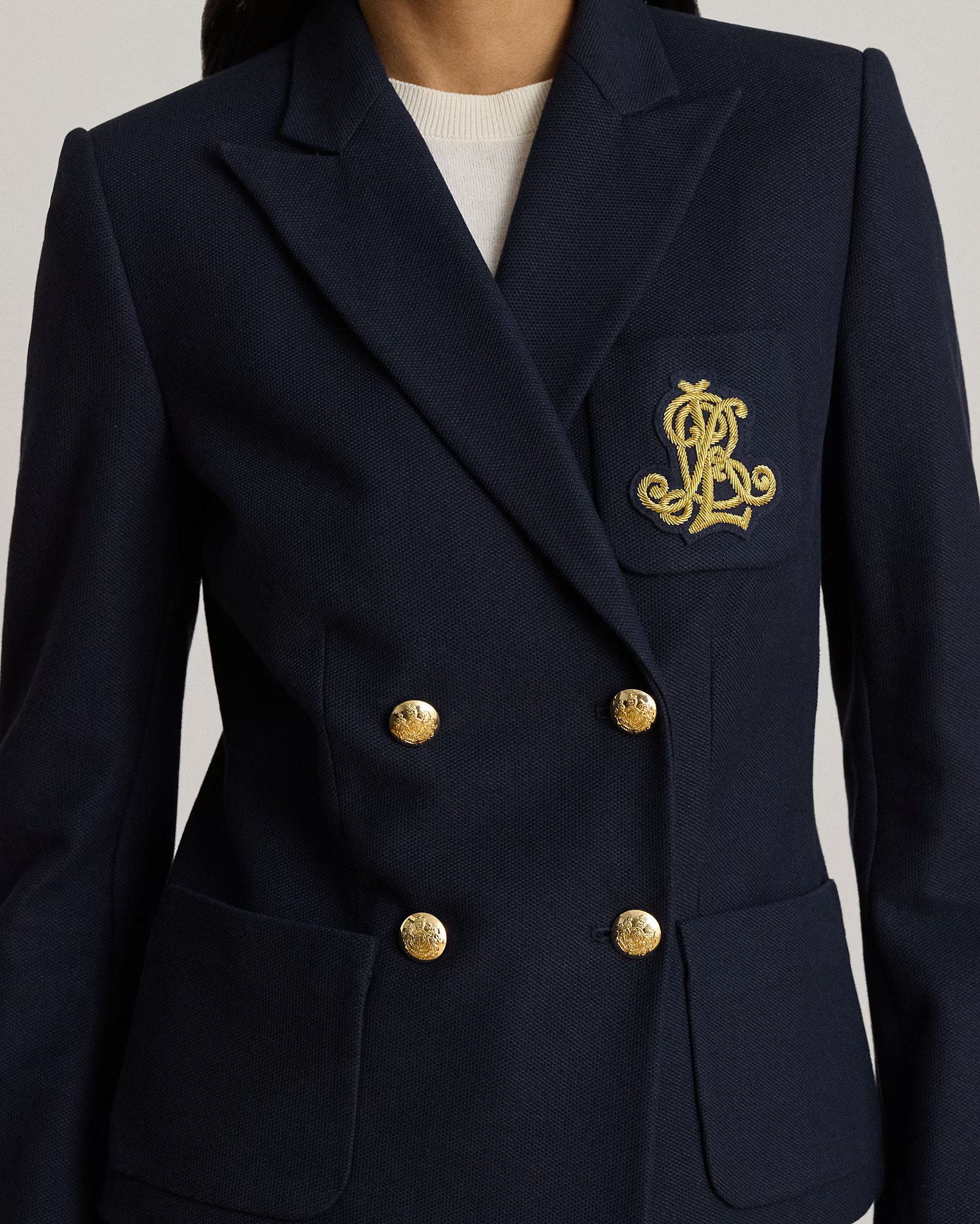 LAUREN RALPH LAUREN - Double-Breasted Stretch Pique Blazer