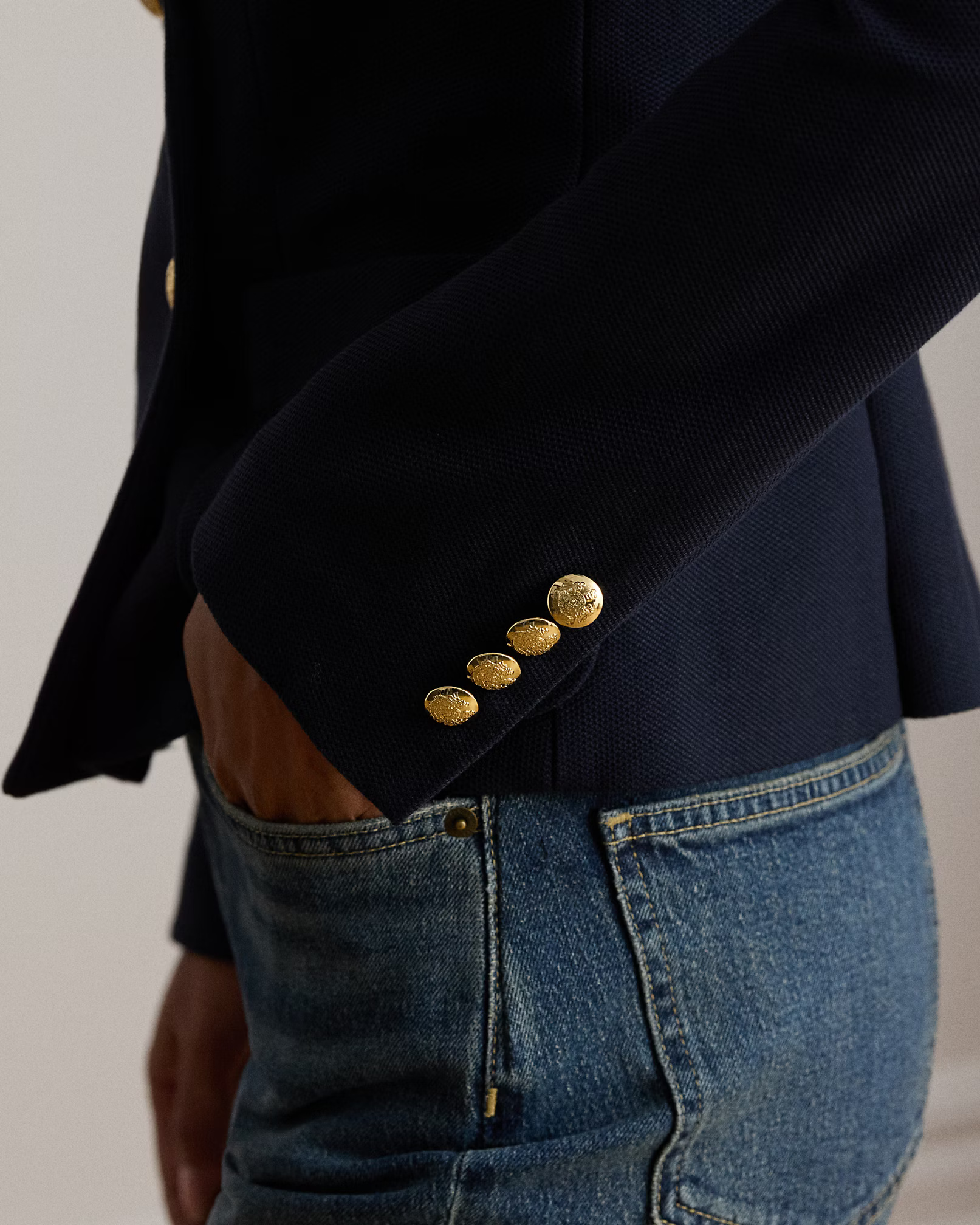 LAUREN RALPH LAUREN - Double-Breasted Stretch Pique Blazer