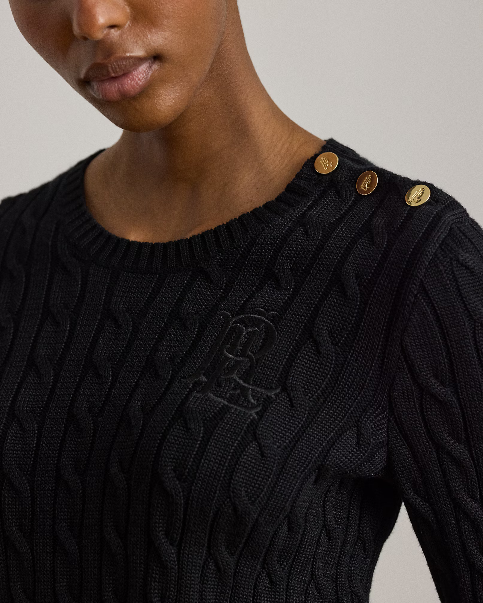 LAUREN RALPH LAUREN - Button-Trim Cable-Knit Jumper