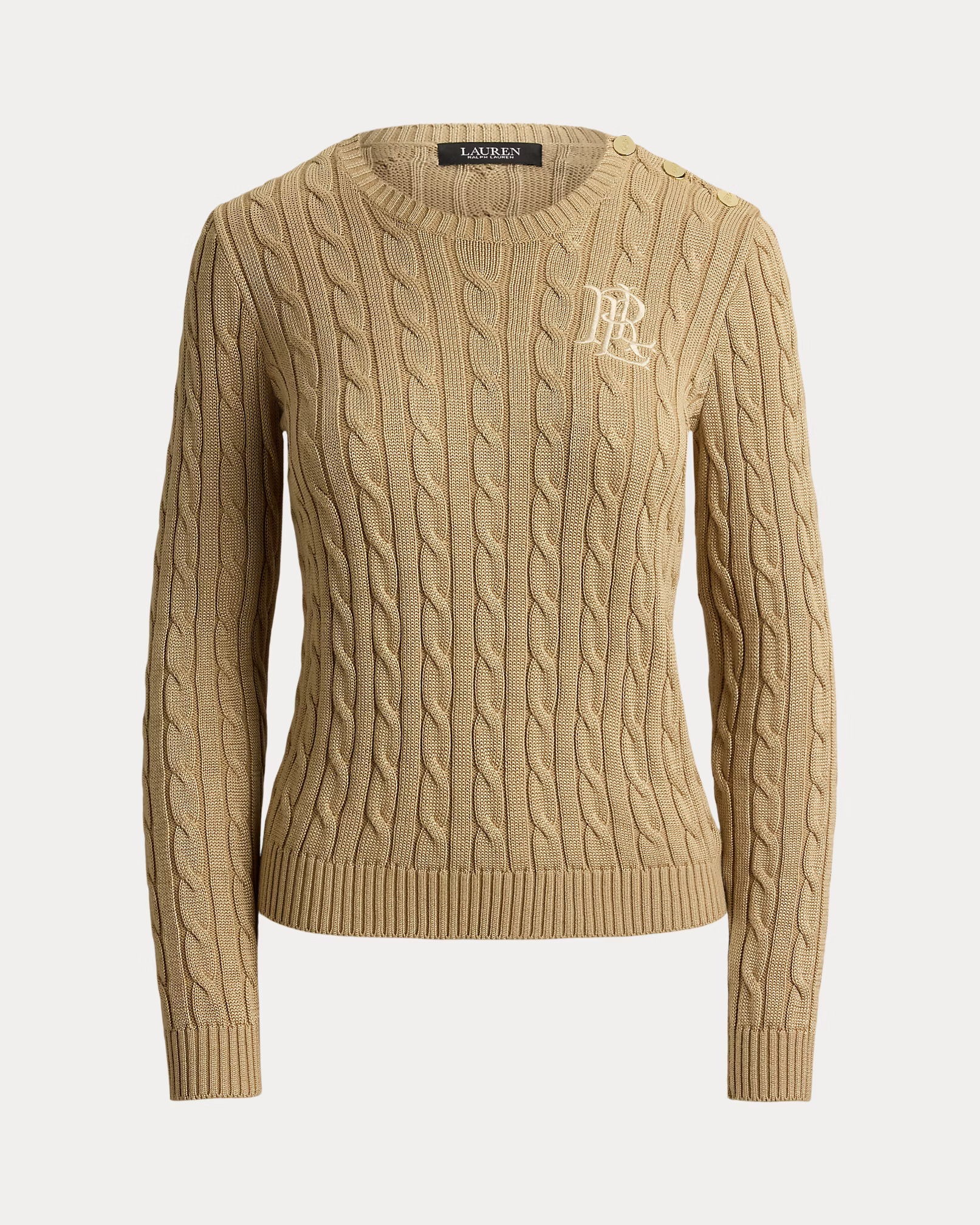 LAUREN RALPH LAUREN - Button-Trim Cable-Knit Jumper