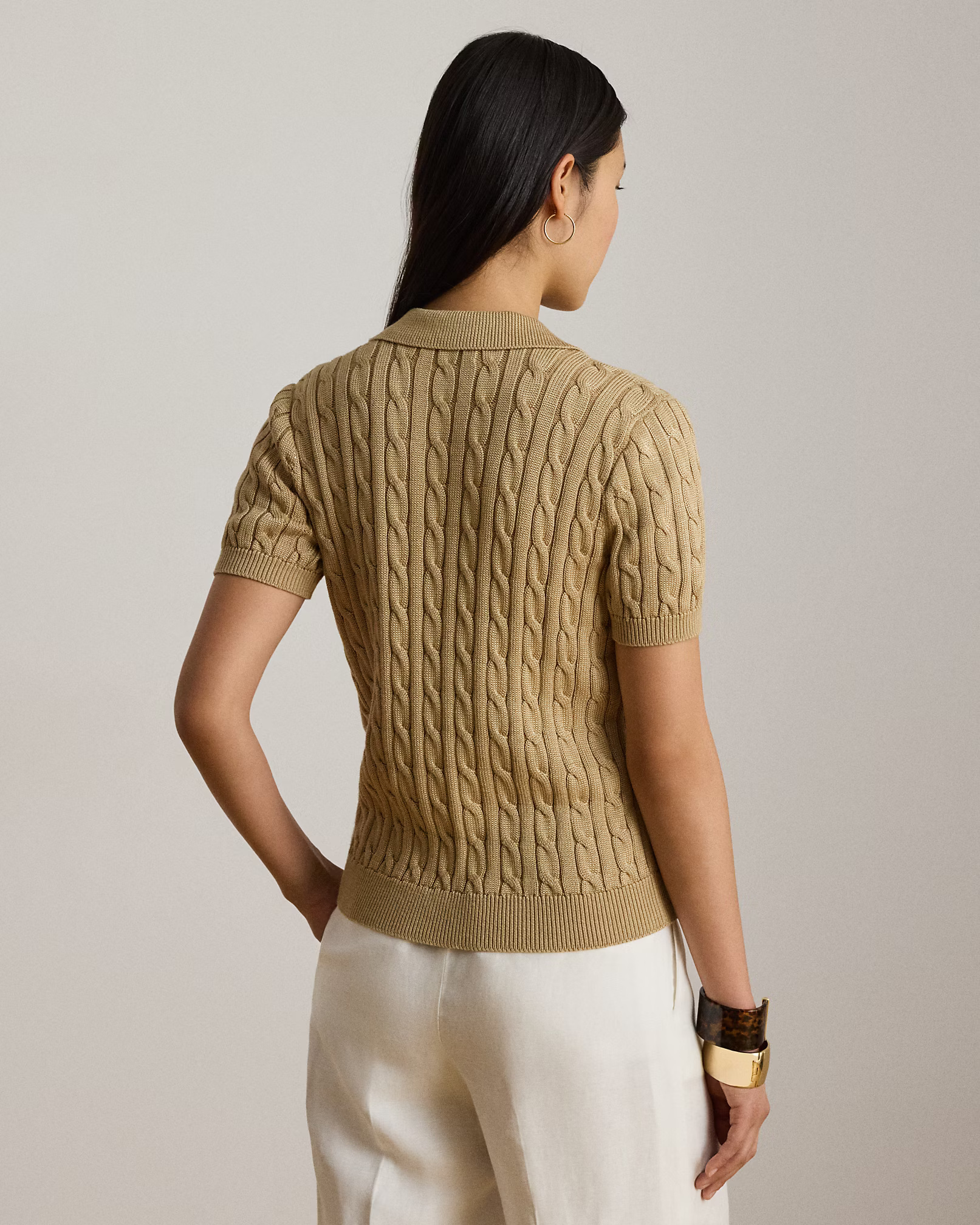 LAUREN RALPH LAUREN - Cable Cotton-Blend Short-Sleeve Pullover