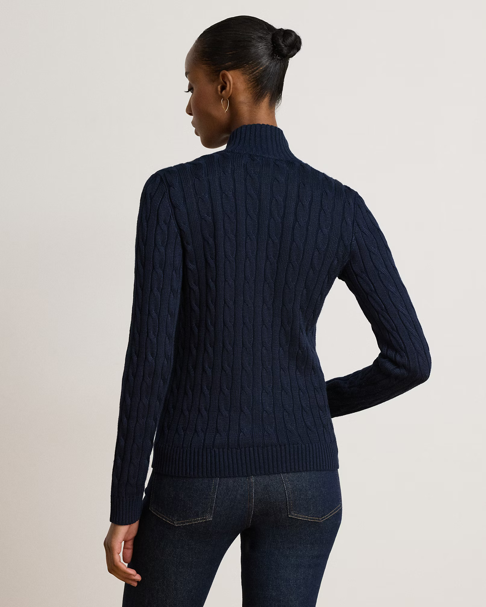 LAUREN RALPH LAUREN - Cable-Knit Full-Zip Mockneck Jumper