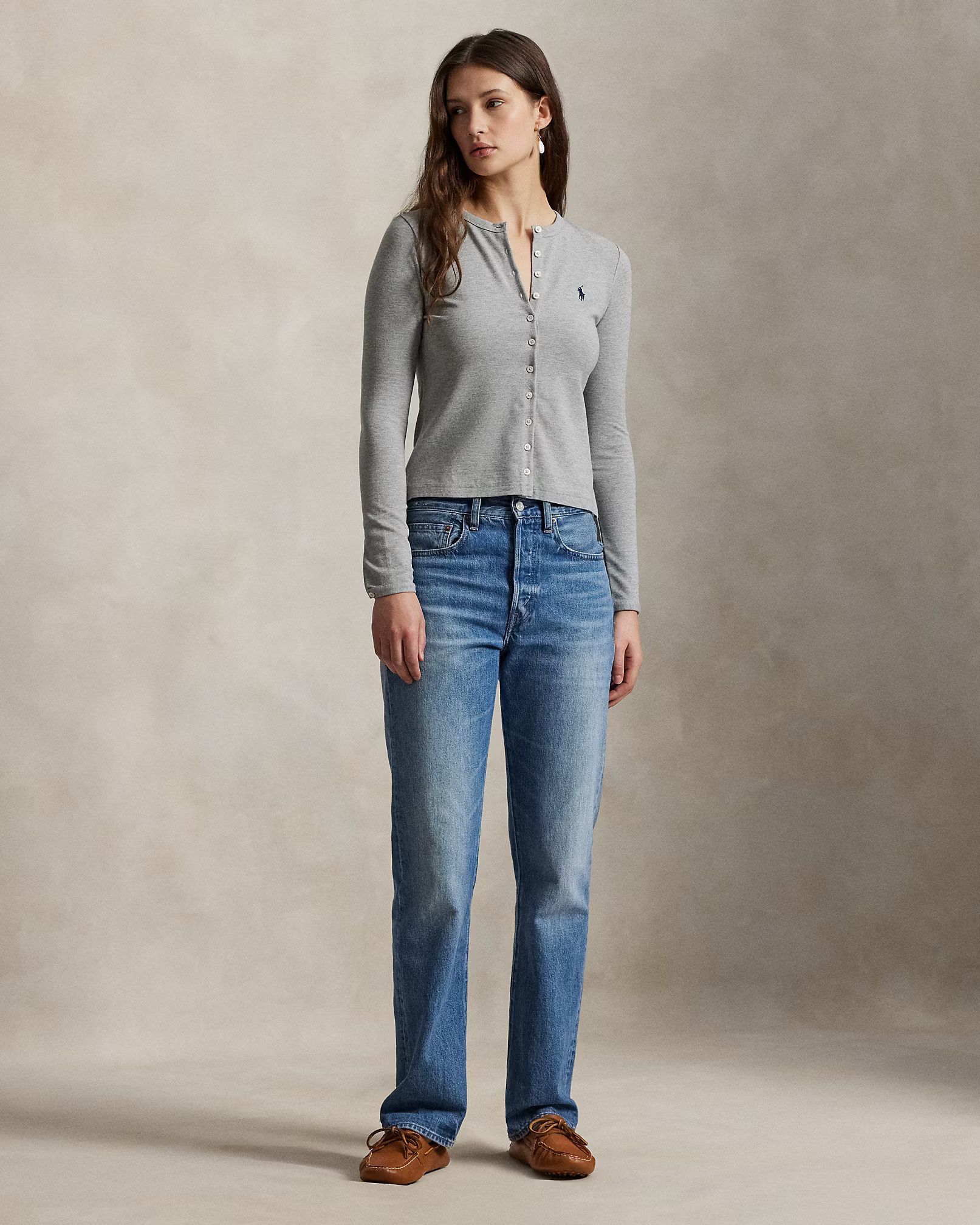 POLO RALPH LAUREN - Stretch Mesh Cotton Crewneck Cardigan