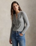 Stretch Mesh Cotton Crewneck Cardigan