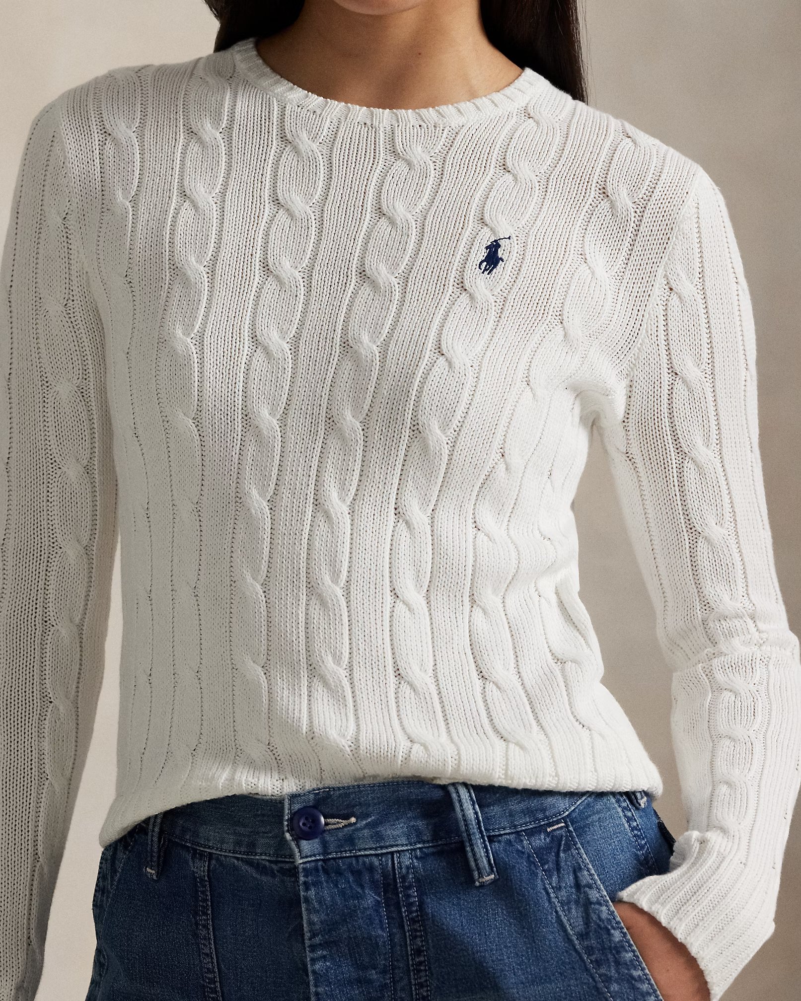 POLO RALPH LAUREN - Cable-Knit Cotton Crewneck Jumper