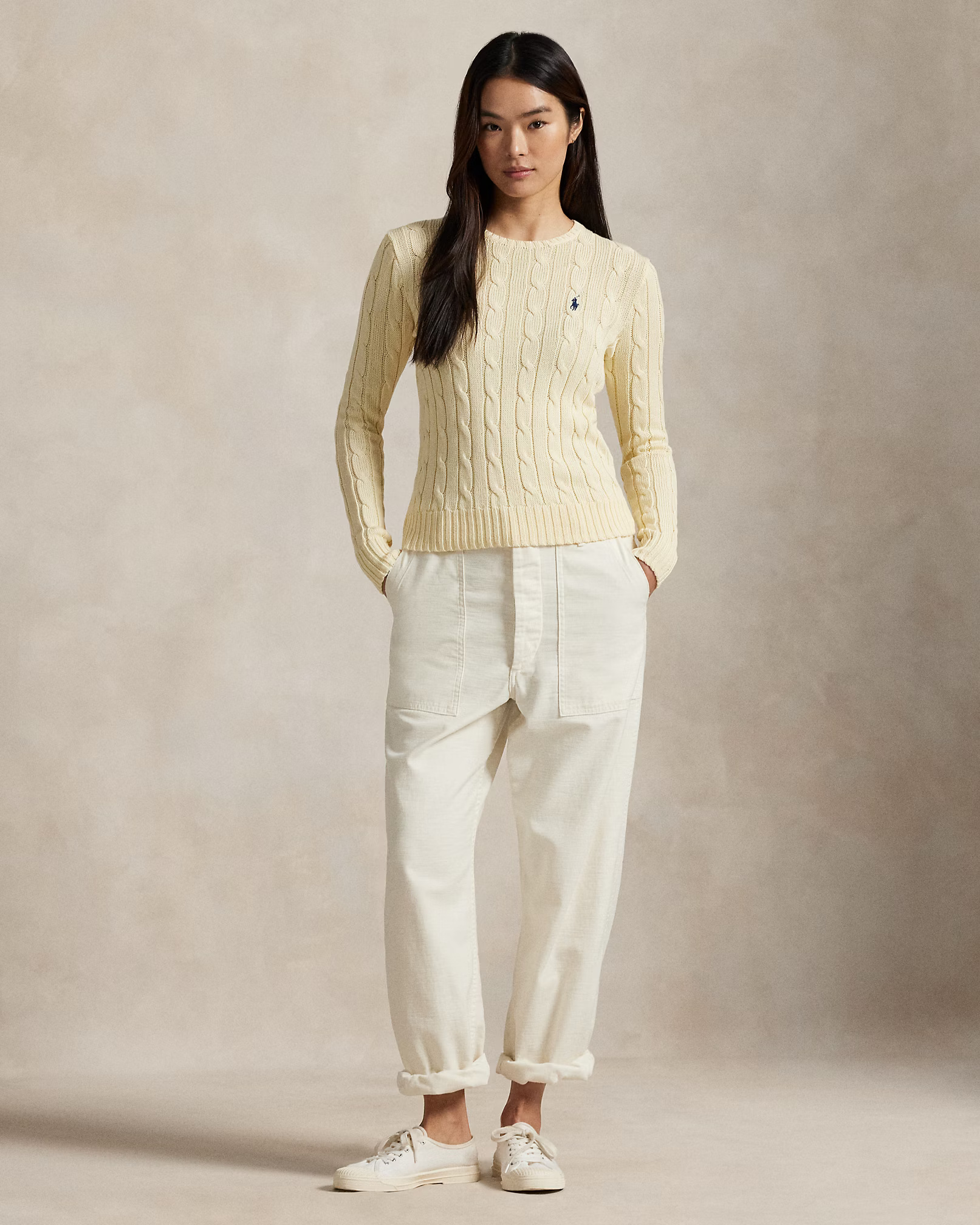 POLO RALPH LAUREN - Cable-Knit Cotton Crewneck Jumper