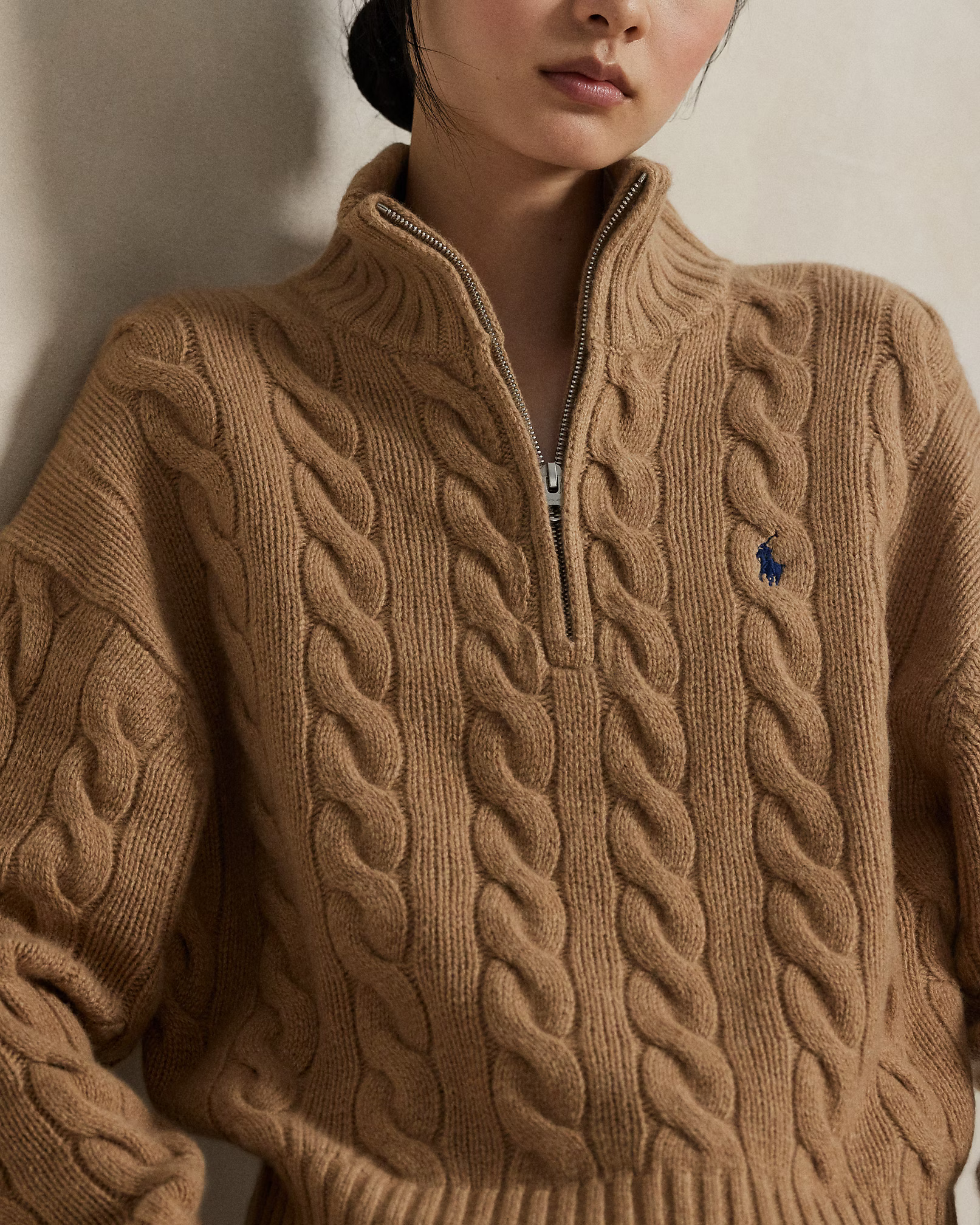 POLO RALPH LAUREN - Cable Wool-Cashmere Half-Zip Jumper