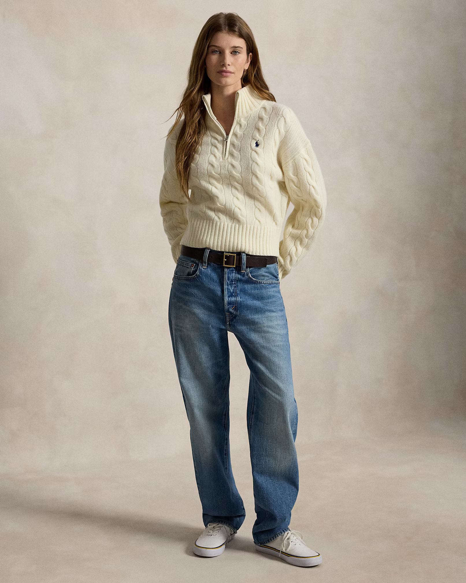POLO RALPH LAUREN - Cable Wool-Cashmere Half-Zip Jumper