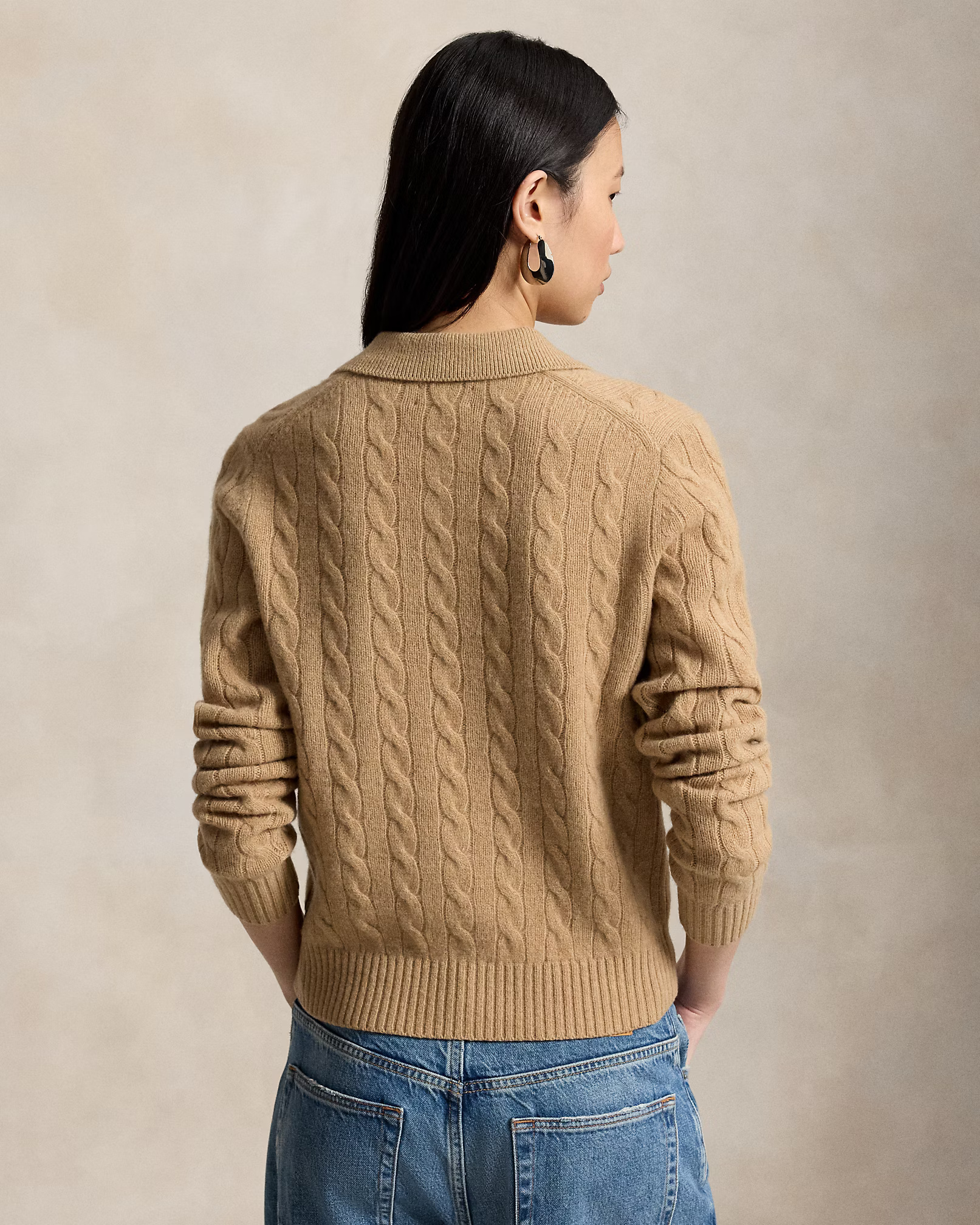 POLO RALPH LAUREN - Cable-Knit Wool-Cashmere Polo Jumper
