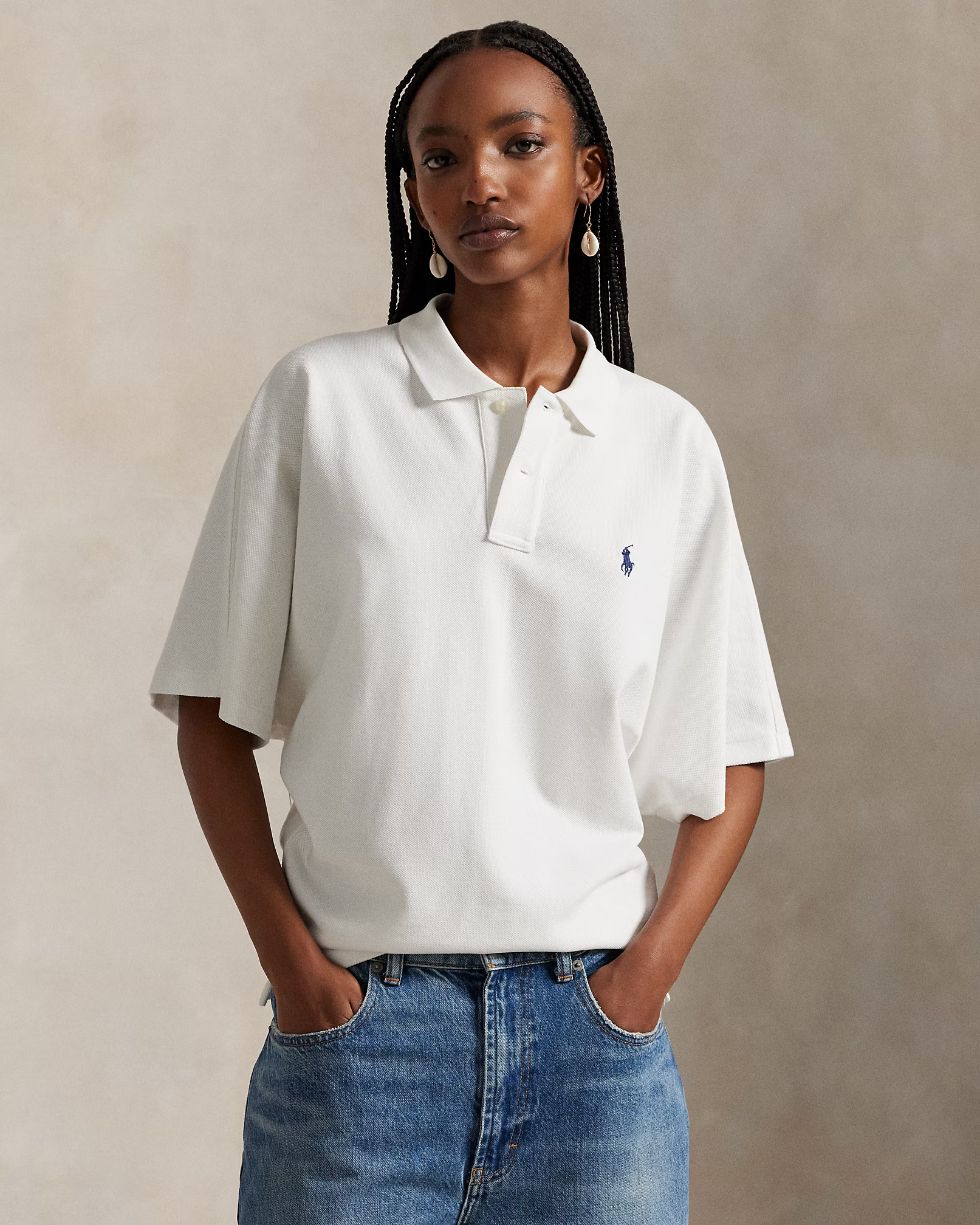 POLO RALPH LAUREN - Dolman-Sleeve Mesh Polo Shirt