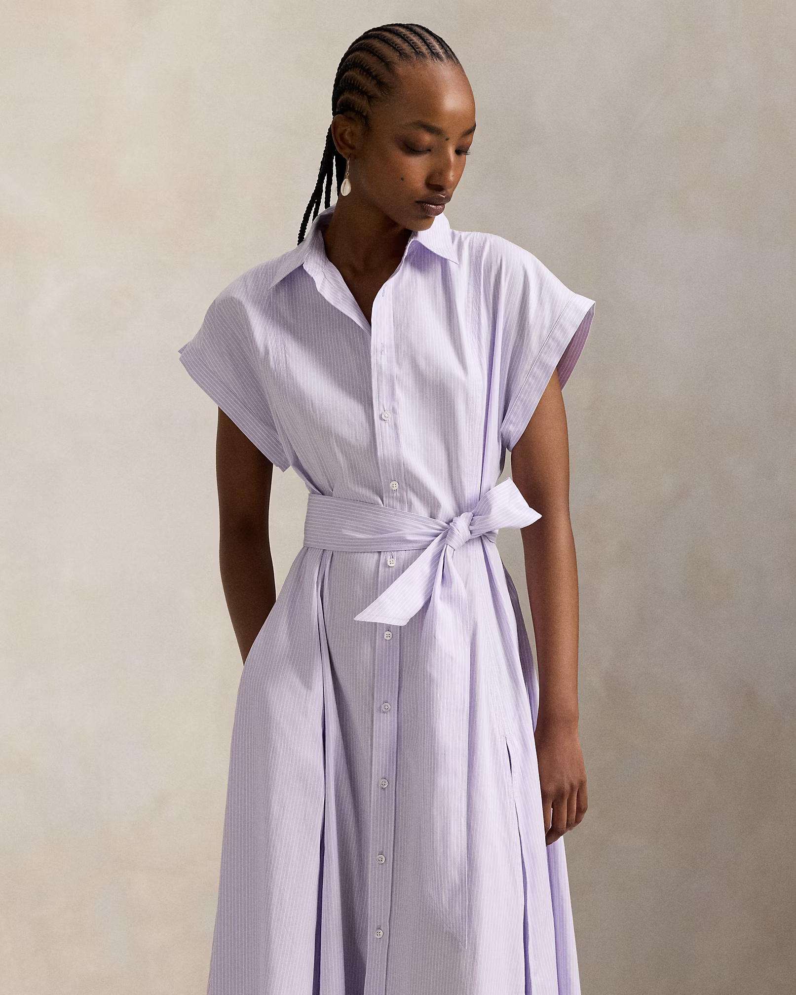 POLO RALPH LAUREN - Striped Belted Cotton Shirtdress