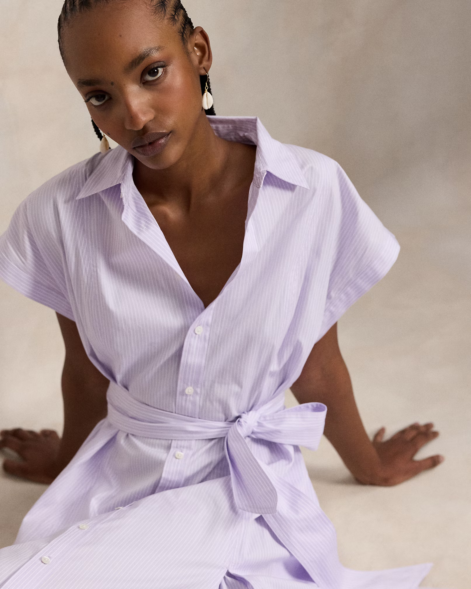 POLO RALPH LAUREN - Striped Belted Cotton Shirtdress