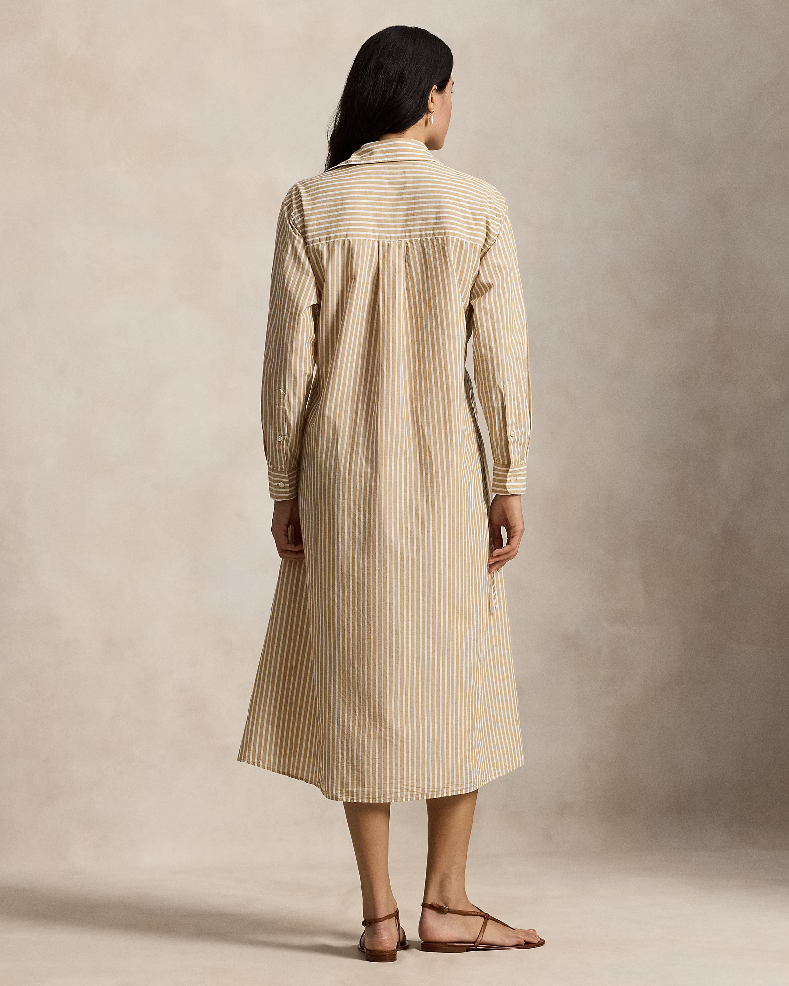 POLO RALPH LAUREN - Striped Cotton-Linen Drawcord Shirtdress