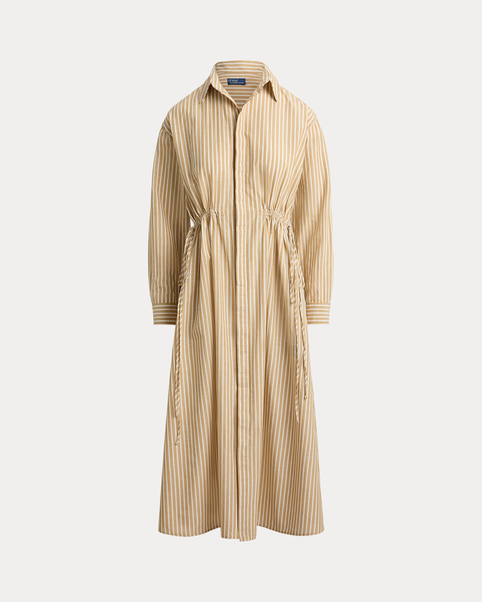 POLO RALPH LAUREN - Striped Cotton-Linen Drawcord Shirtdress