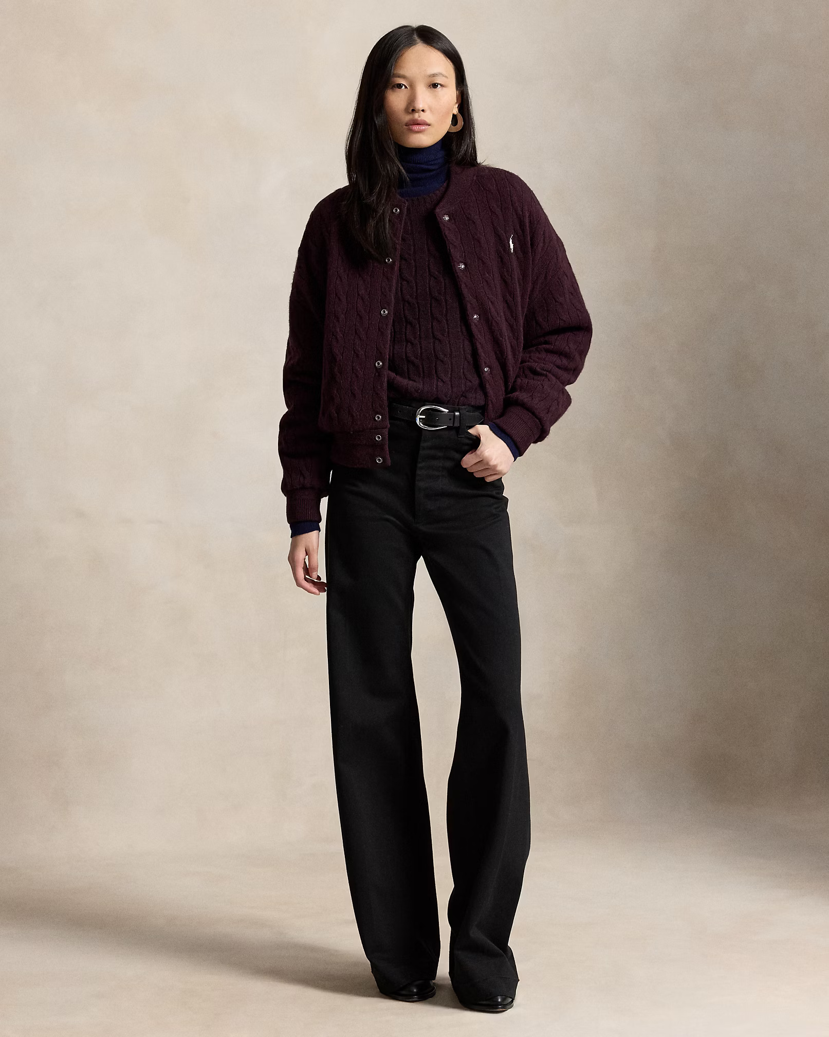 POLO RALPH LAUREN - Cable-Knit Wool-Cashmere Snapped Jacket
