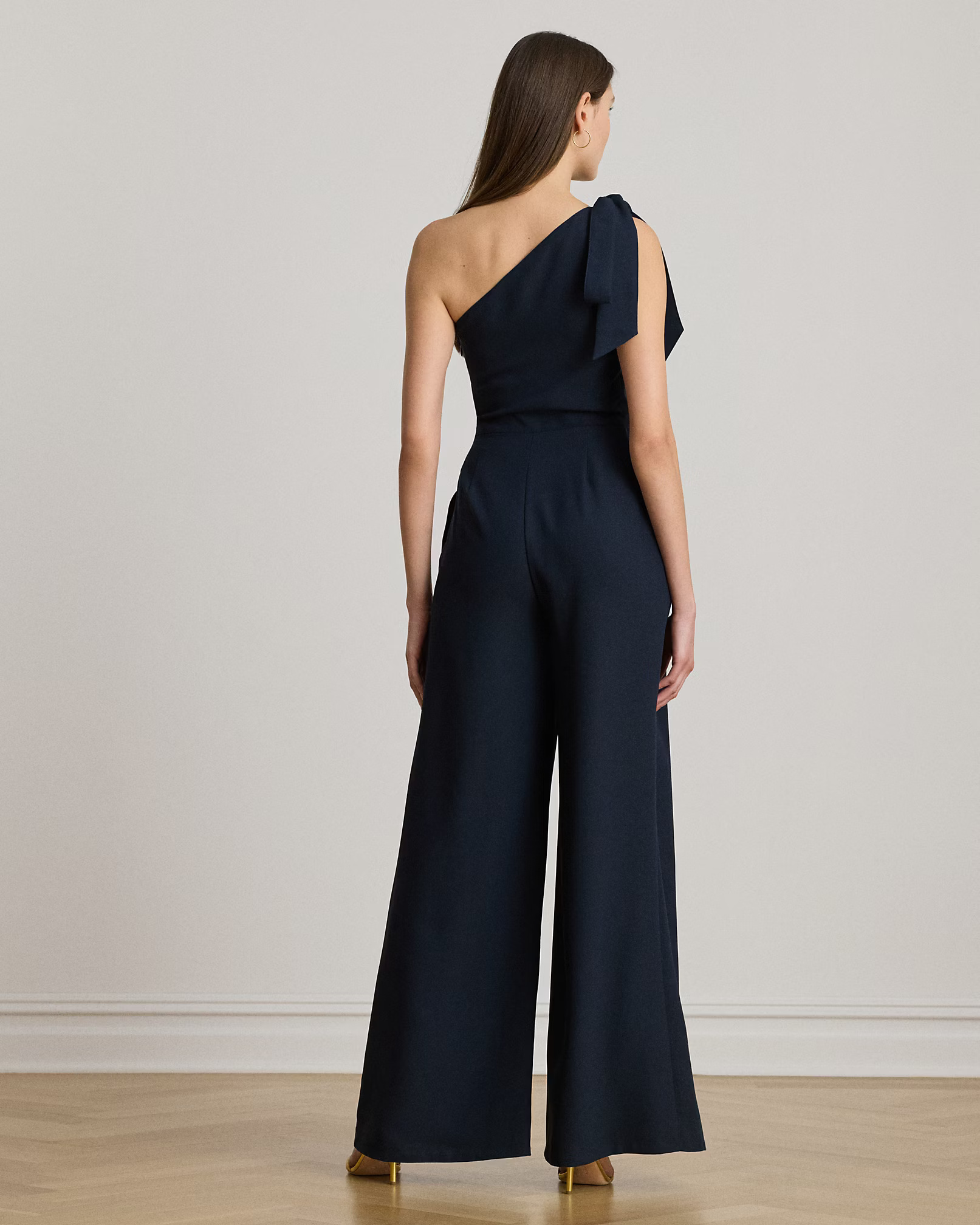 LAUREN RALPH LAUREN - Bow-Trim Crepe One-Shoulder Jumpsuit