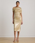 Metallic Off-the-Shoulder Cocktail Dress