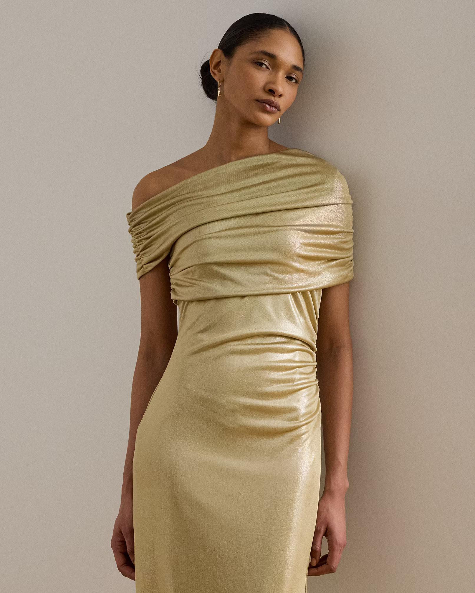 LAUREN RALPH LAUREN - Metallic Off-the-Shoulder Cocktail Dress