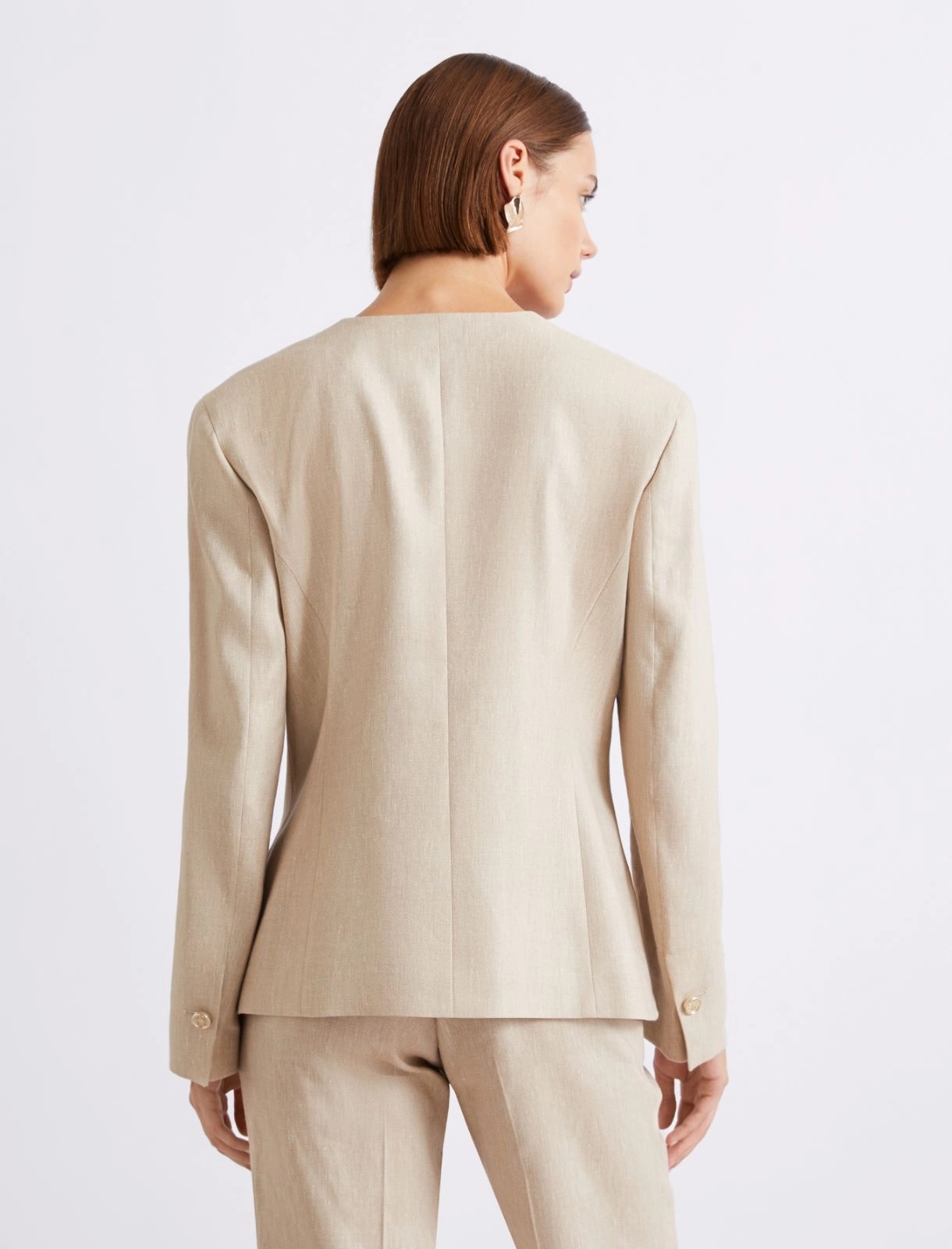 MARELLA - Herringbone Linen-Blend Jacket