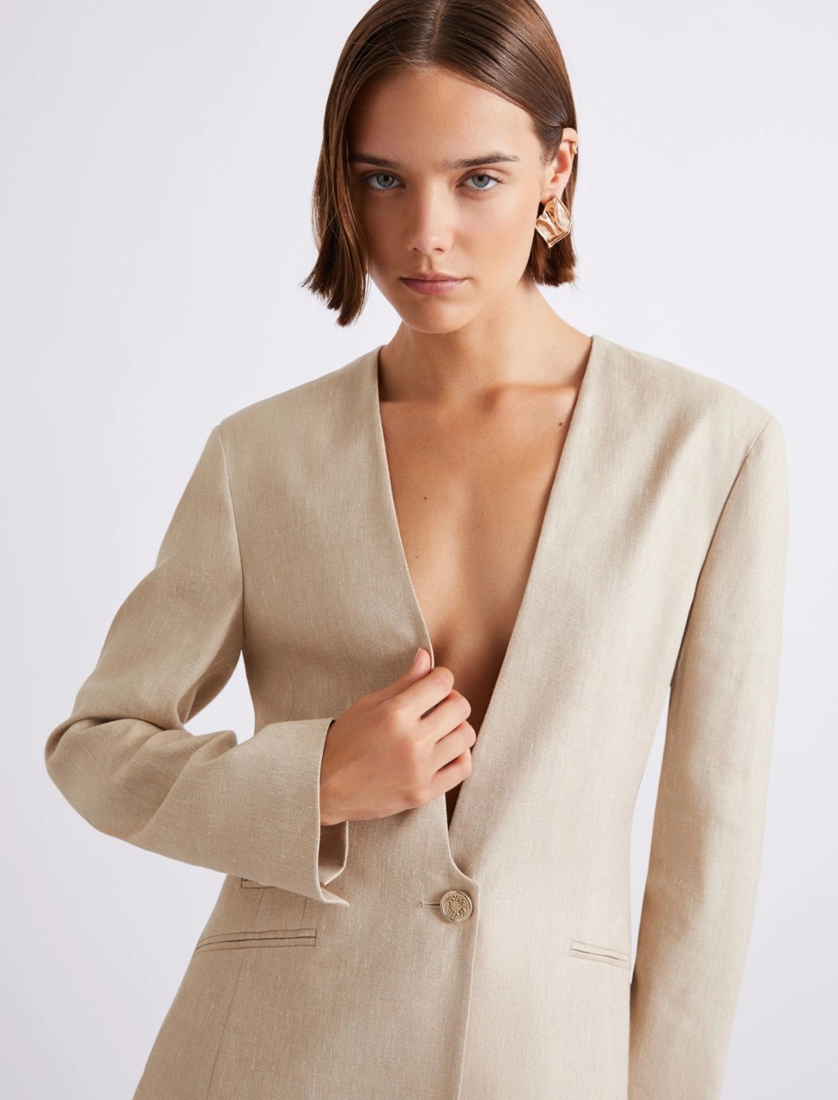 MARELLA - Herringbone Linen-Blend Jacket