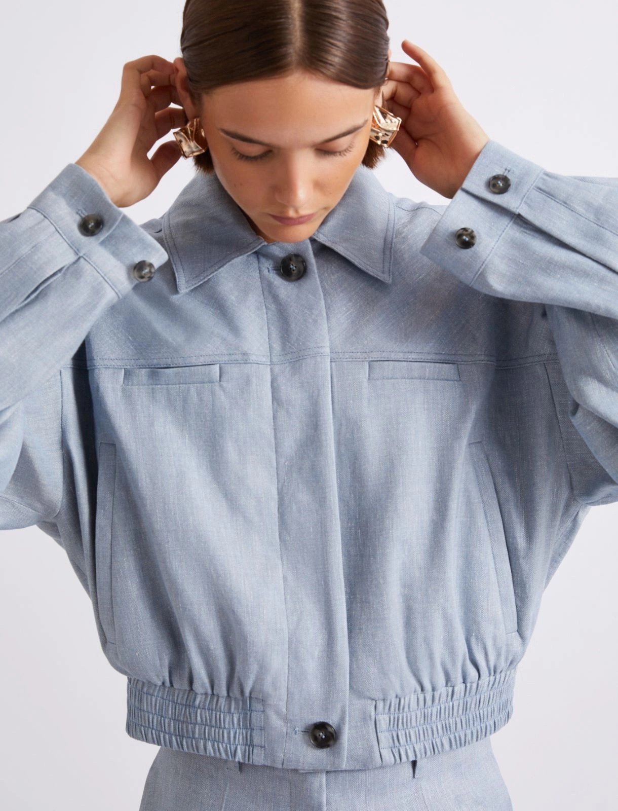 MARELLA - Herringbone Viscose-blend Sporty Jacket