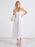Embroidered poplin dress