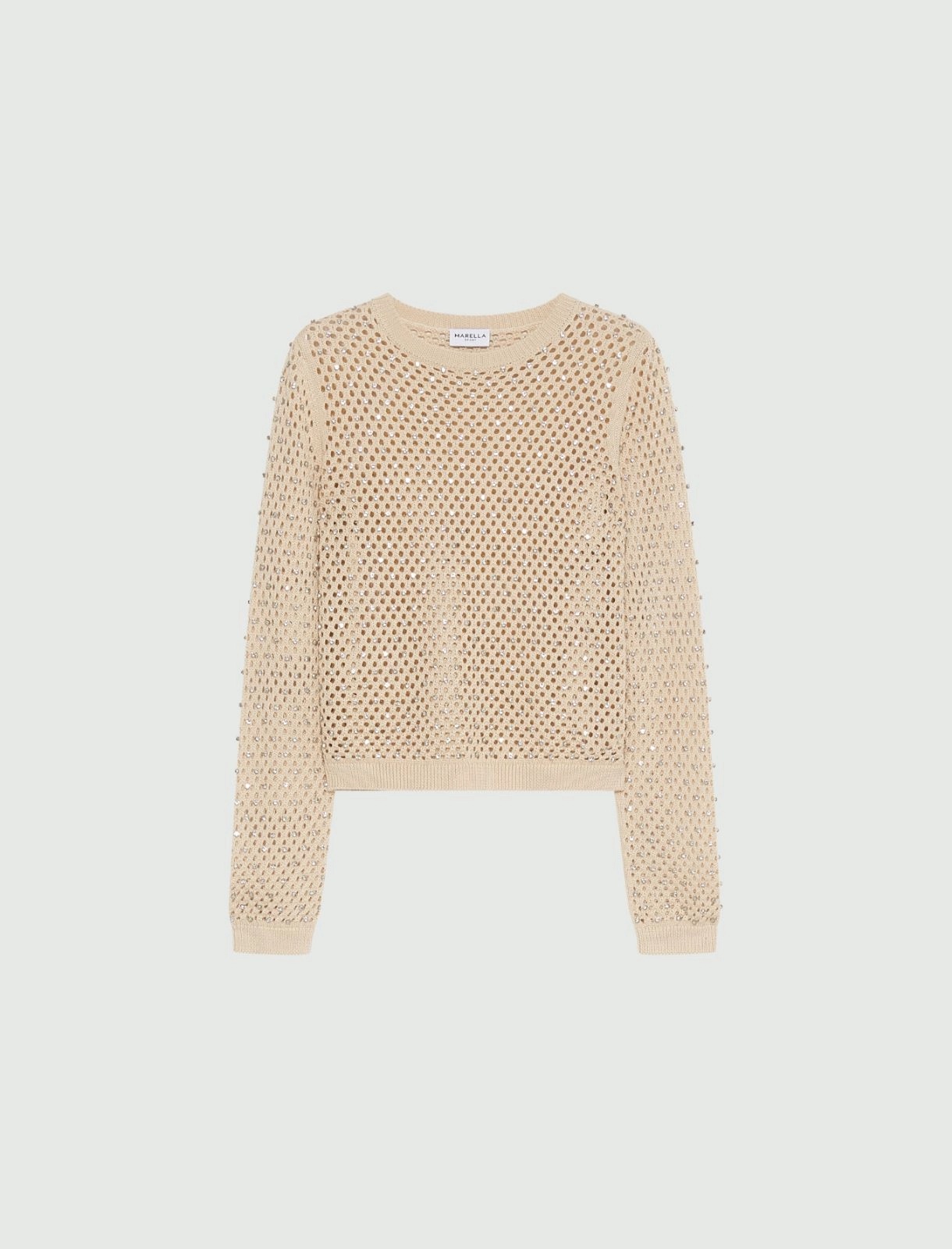 MARELLA - Mesh-knit Sweater with Rhinestone Detail