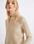 Mesh-knit Sweater with Rhinestone Detail